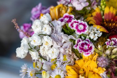 Çok renkli kır çiçeklerinden toplanmış buket