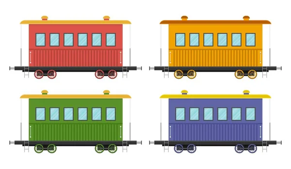 Set Train Wagons Vector Illustration Isolated White Background — Stock Vector