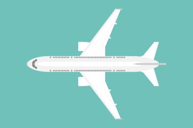 Uçak vektör çiziminin üst görünümü izole edildi