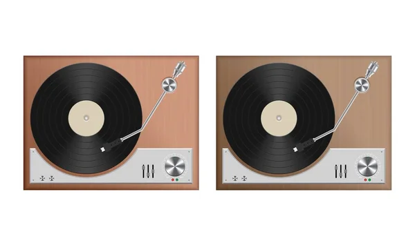 Vintage Record Player Vector Illustration Isolated White — Stock Vector