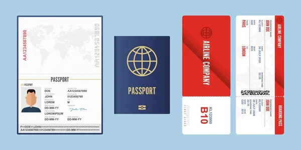 Ilustración Vectorial Pasaporte Tarjeta Embarque — Vector de stock