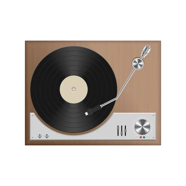 Vintage Record Player Vector Illustration Isolated White — Stock Vector