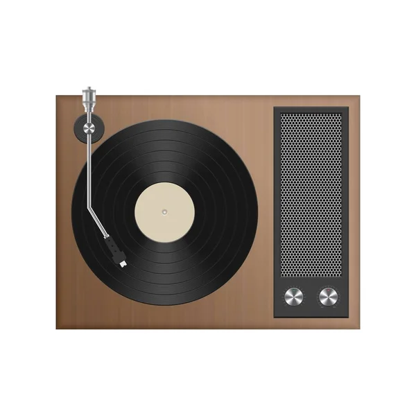 Vintage Record Player Vector Illustration Isolated White — Stock Vector