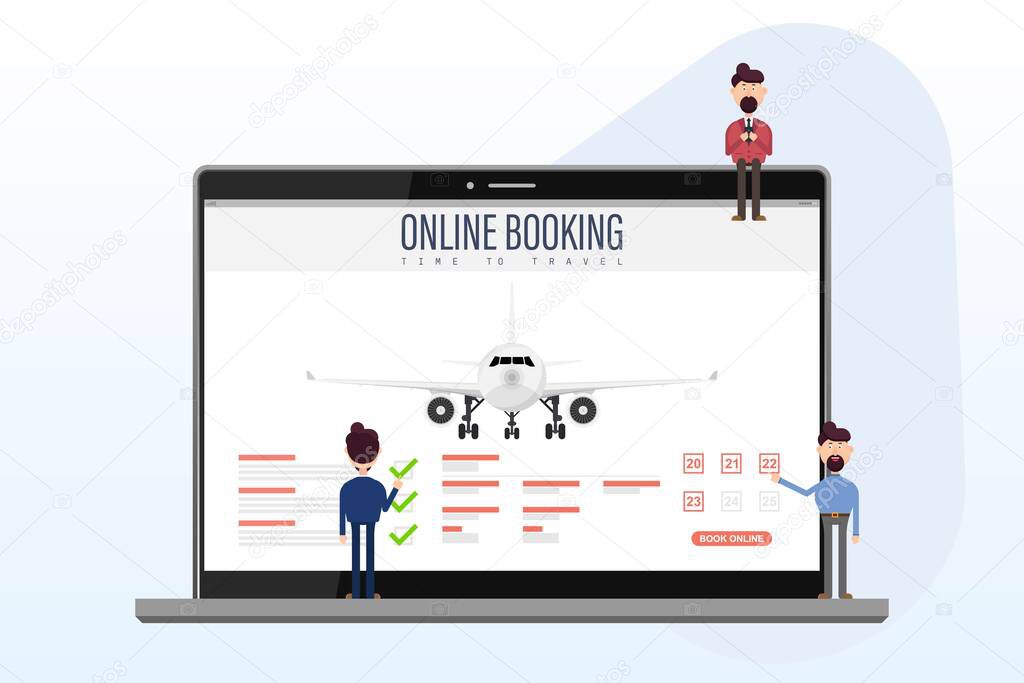 Book your flight online concept vector illustration