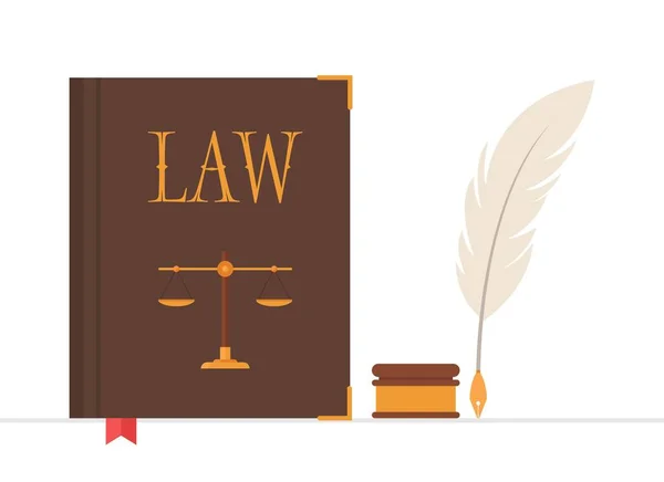 Βιβλίο Νόμου Πένα Και Εικονογράφηση Διάνυσμα Inkwell — Διανυσματικό Αρχείο