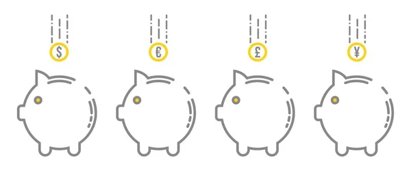 Значок Банка Свиньи Другой Валютой — стоковый вектор