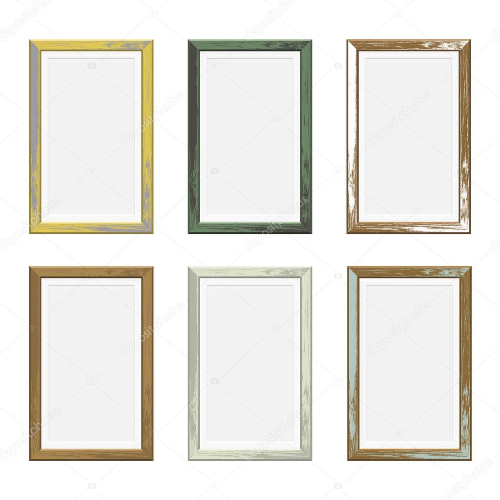 Wooden picture frame of different colors