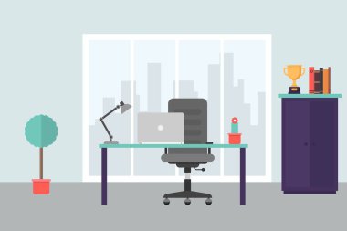 Düz tarzda modern ofis işyeri