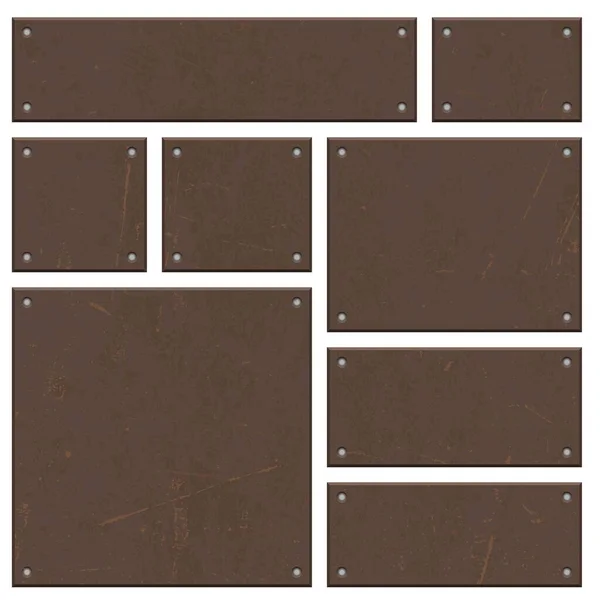 Rusty Iron Board Set Vector Design Isolated White — Stock Vector