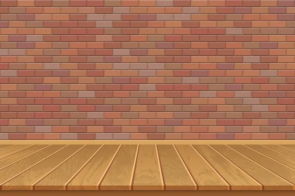 Chambre Vide Avec Plancher Bois Mur Briques — Image vectorielle