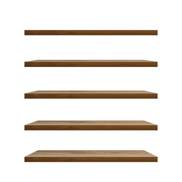 Realistic Empty Wooden Shelf Vector Illustration — Stock Vector