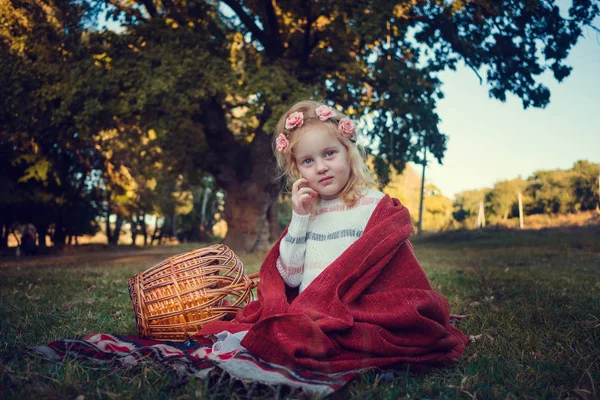 Una serie di foto di bambini dai capelli rossi. Ragazza e ragazzo in natur — Foto Stock