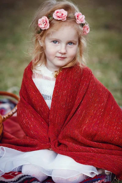 Μια σειρά από φωτογραφίες από κόκκινα μαλλιά παιδιά. Κορίτσι και αγόρι στο Natur — Φωτογραφία Αρχείου