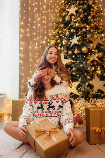 Feliz Natal e Boas Festas. Amigos se divertir — Fotografia de Stock