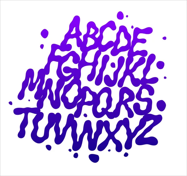 Liquid Font Splashes Vector Alphabet — Stock Vector