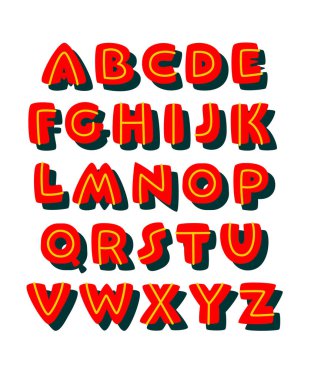 Doodle kalın çizgi roman tarzı yazı. Vektör alfabesi