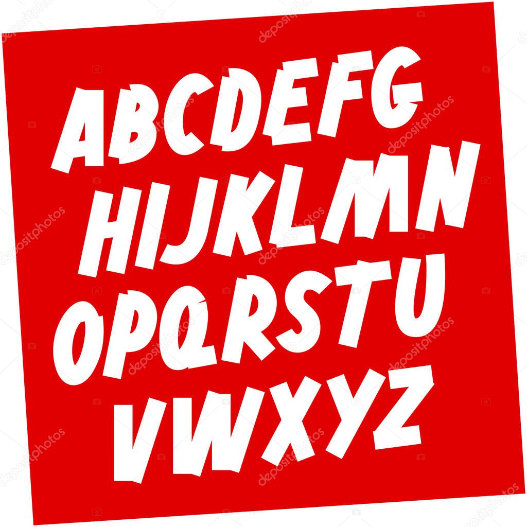Soviet style Brush font. Editable vector alphabet