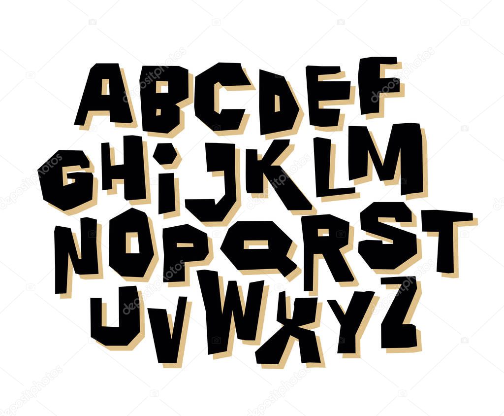 Simple hand lettering retro font on white background. Vector alphabet