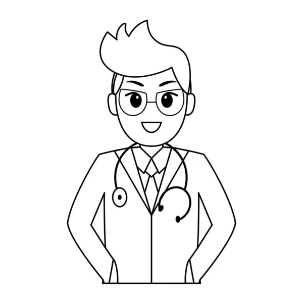 Isolé médecin bande dessinée — Image vectorielle