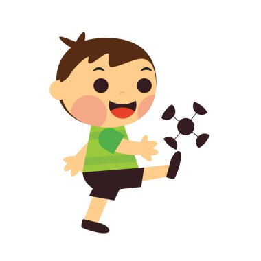 Ayrı bir çocuk futbol oynuyor.