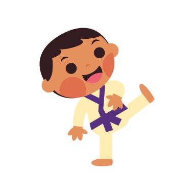Karate yapan yalnız bir çocuk.