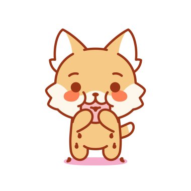 Yavru kedi çörek yiyor.