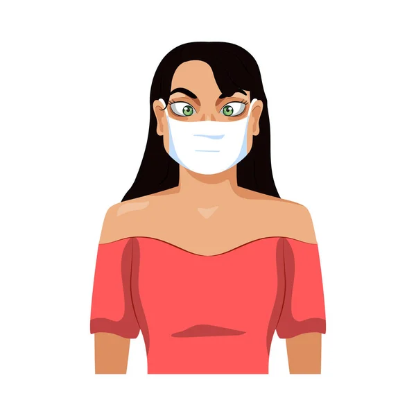 Woman wearing a face mask — Stock Vector