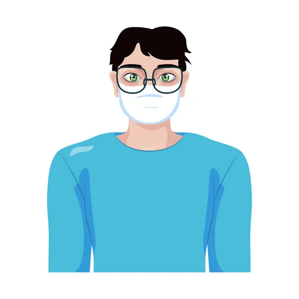 Man met een gezichtsmasker — Stockvector