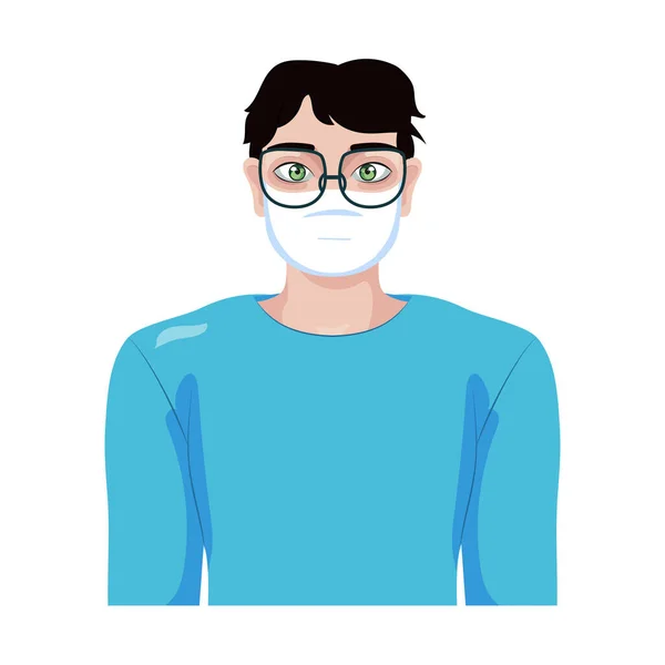 Hombre usando una máscara facial — Vector de stock