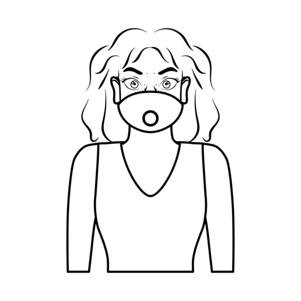 Vrouw met een gezichtsmasker — Stockvector