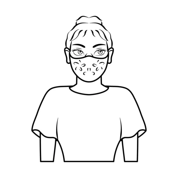 Vrouw met een gezichtsmasker — Stockvector