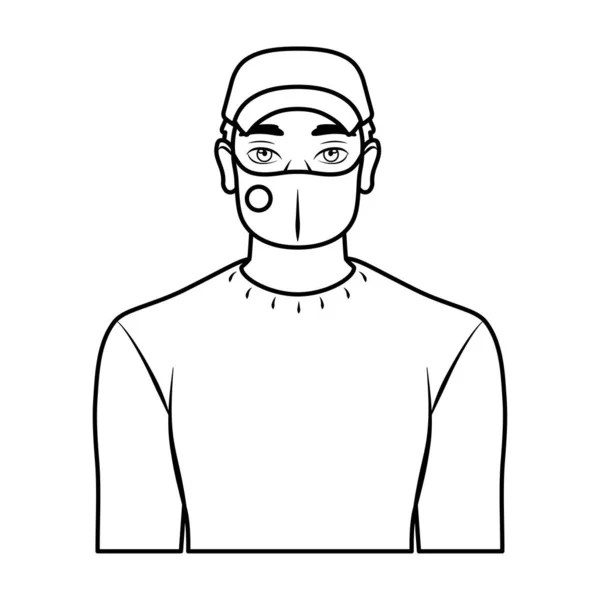 Man met een gezichtsmasker — Stockvector