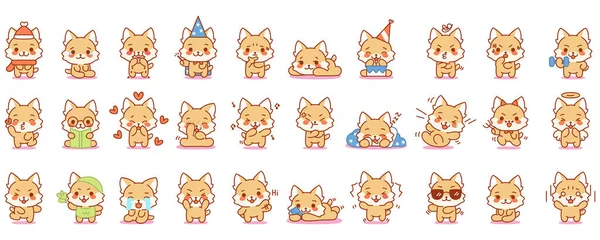 猫の可愛い絵文字セット — ストックベクタ