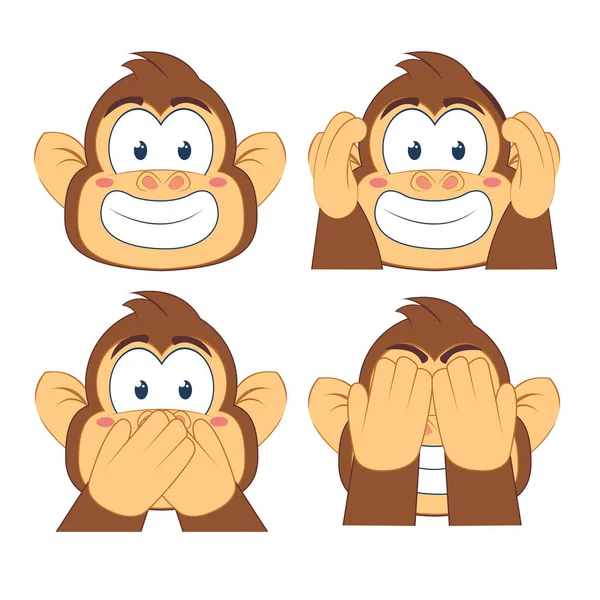 Set of a monkeys emojis — Stock Vector