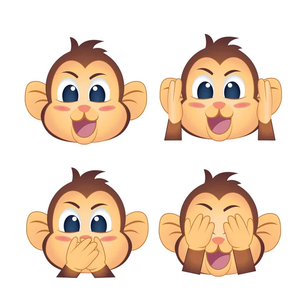 Conjunto de emojis de monos — Archivo Imágenes Vectoriales