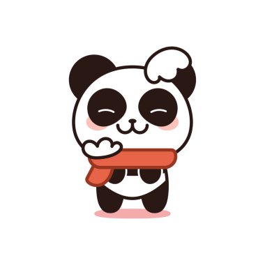 Eşarp ve şapkalı izole ayı kawaii.