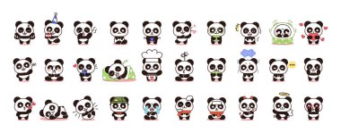 Bir dizi ayı kawaii emojisi.