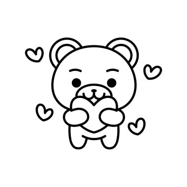 Aşık izole bir ayı, Kawaii.