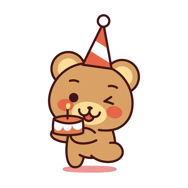 孤立的生日熊 — 图库矢量图片