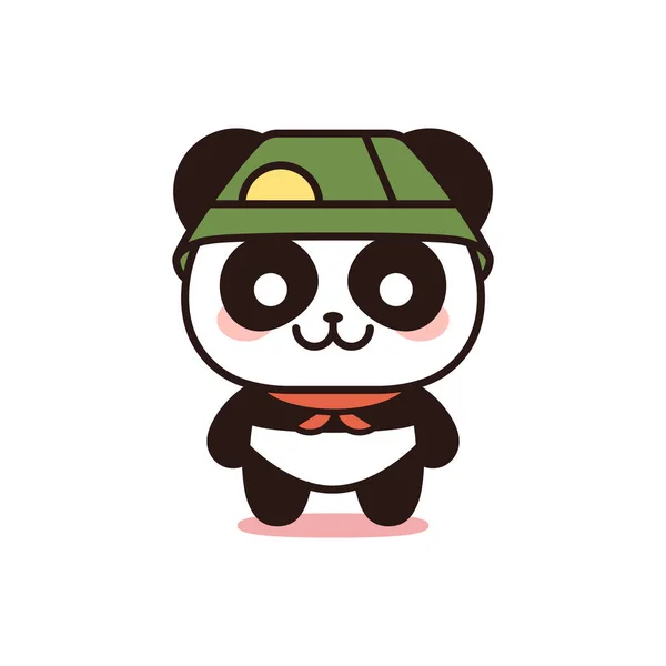 Oso aislado kawaii con bufanda y sombrero — Vector de stock