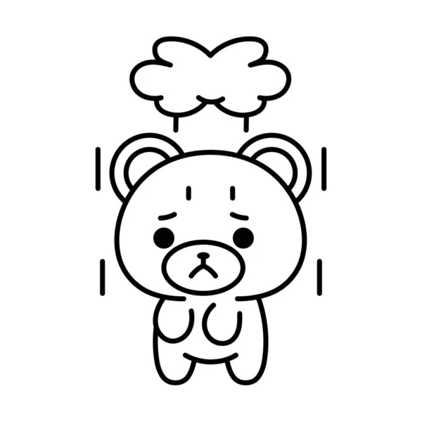 Oso deprimido aislado kawaii — Vector de stock