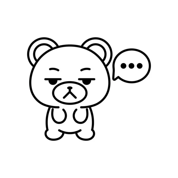 Urso aborrecido isolado kawaii — Vetor de Stock