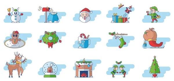 Isolated set group objects christmas — Stock Vector