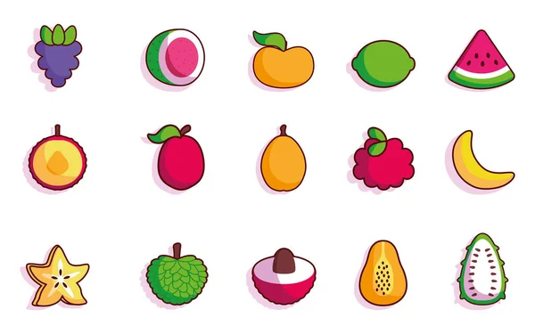 Isolated set complete fruits — Stock Vector
