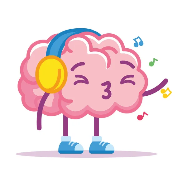 Cérebro isolado ouvir emoji —  Vetores de Stock