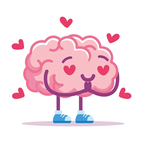 Emoji amoroso del cerebro aislado — Vector de stock