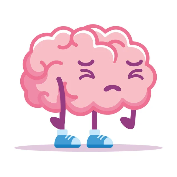 Cérebro isolado emoji triste —  Vetores de Stock