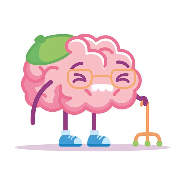 Emoji tua otak yang terisolasi - Stok Vektor