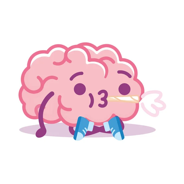 Emoji fischietto cerebrale isolato — Vettoriale Stock