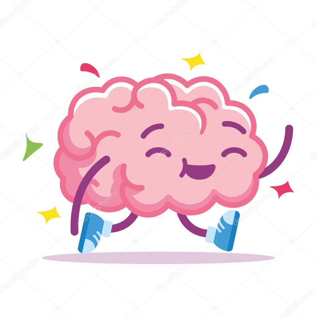 Isolated brain happy emoji